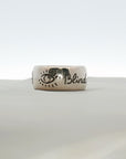 Gucci Blind for Love sterling silver ring with engraved motif, size 6, displayed on a neutral background.