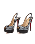 Christian Louboutin Deja Vu 150 platform pumps in sleek black leather with a tall heel and stylish rounded toe.