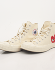 Converse Comme des Garçons Play sneakers in black with red heart logo, stylish casual shoes from Gold & Beyond.