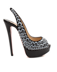 Christian Louboutin Deja Vu 150 platform pumps in black leather with a sleek stiletto heel and elegant rounded toe.