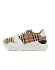 Gold & Beyond Burberry Check trainers, stylish shoes with classic check pattern and comfortable design, ideal for casual wear.