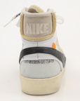 Nike x Off-White Blazer shoes featuring distinctive design elements and branding, displayed on a plain background.