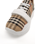 Gold & Beyond Burberry Check Trainers, stylish shoes with iconic check pattern, casual sneakers for everyday wear.