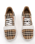 Gold & Beyond Burberry Check trainers, stylish casual shoes with signature check pattern and comfortable sneaker design.