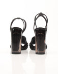 Burberry Coleford black satin heels with gold chain detail, size 36, by Gold & Beyond, showcasing the elegant shoe design.