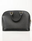 Louis Vuitton Epi Alma PM Handbag in a rich color, showcasing its sleek design and iconic structured silhouette.