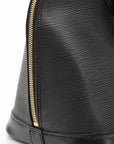 Louis Vuitton Epi Alma PM handbag in classic black leather with gold-tone hardware and structured silhouette.