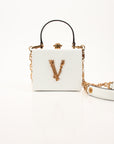 Versace Virtus Box Bag in White with Gold-Tone Hardware