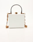 Versace Virtus Box Bag in White with Gold-Tone Hardware