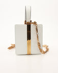 Versace Virtus Box Bag in White with Gold-Tone Hardware