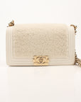 Chanel Medium Le Boy Shearling & Leather Shoulder Bag in Ivory