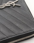 Yves Saint Laurent Chevron Wallet in black leather with a chevron pattern and gold-tone YSL logo.