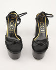 Gold & Beyond Gucci Knot Platform Heels with stylish design and open toe, perfect for elegant summer footwear.