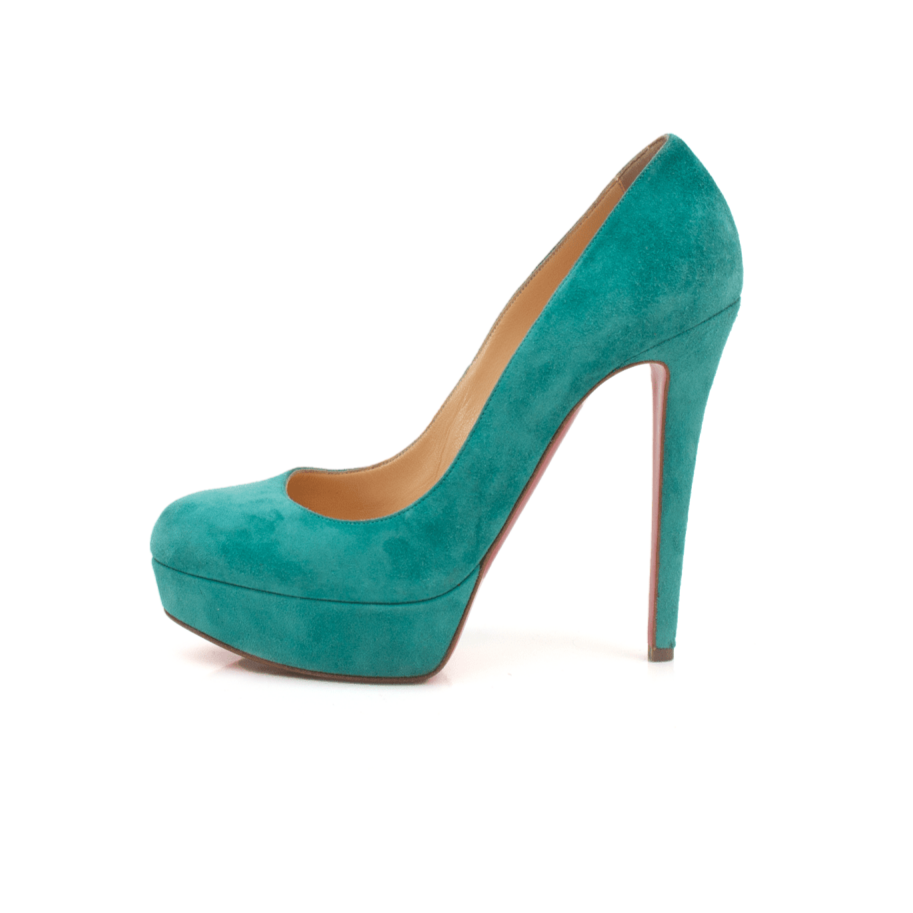 Turquoise Gold & Beyond heels with a sleek design and pointed toe, perfect for stylish occasions.