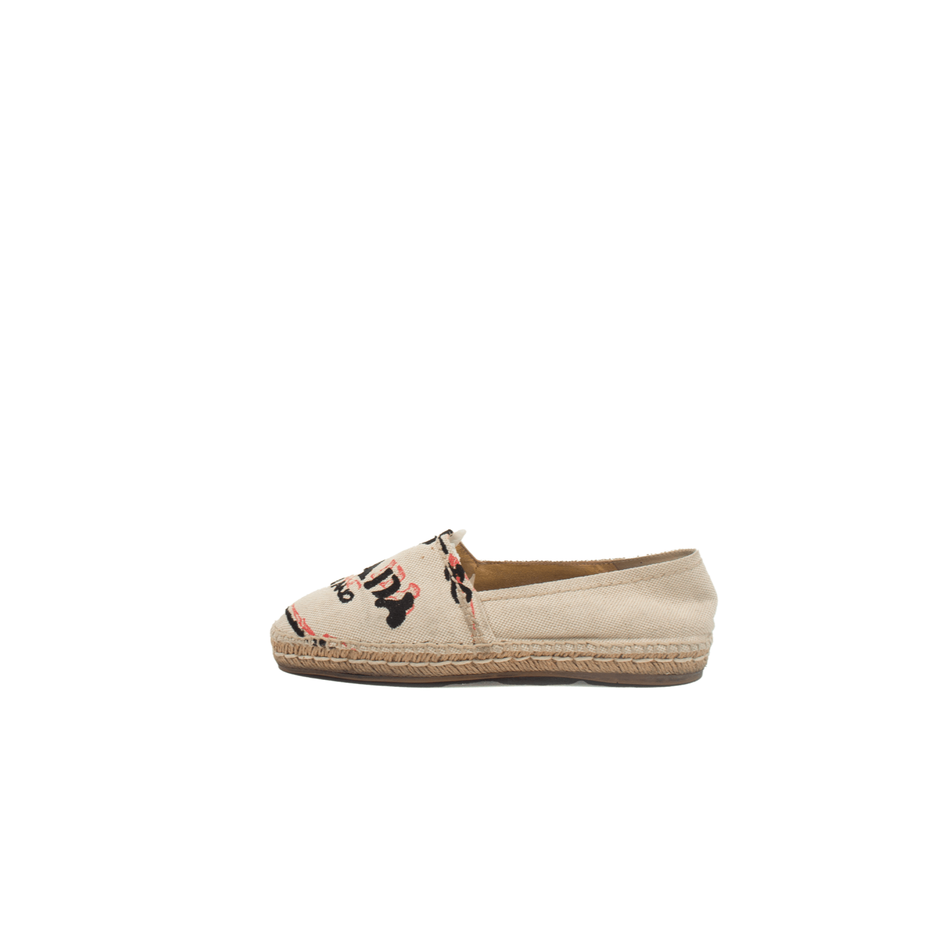 Gold & Beyond Prada Canvas Espadrilles shoes with beige canvas uppers and jute rope soles, casual and stylish footwear.