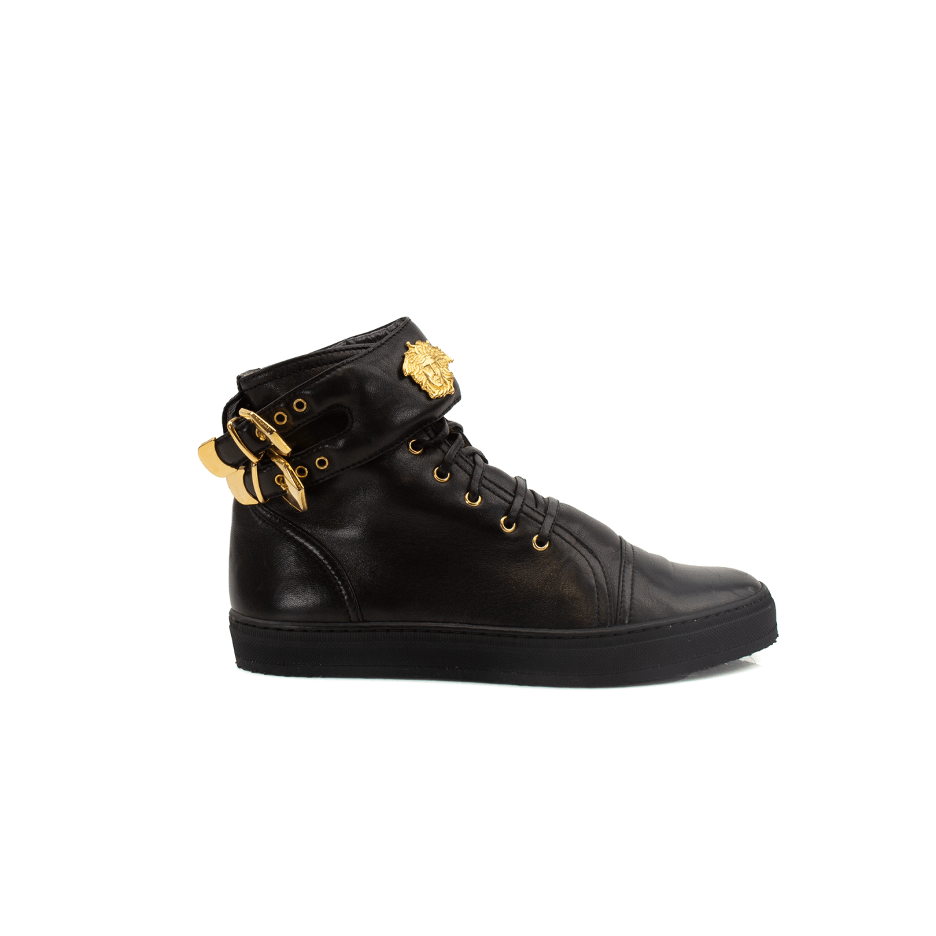 Gold & Beyond Versace Medusa Sneakers, stylish shoes with iconic Medusa logo and fashionable design.