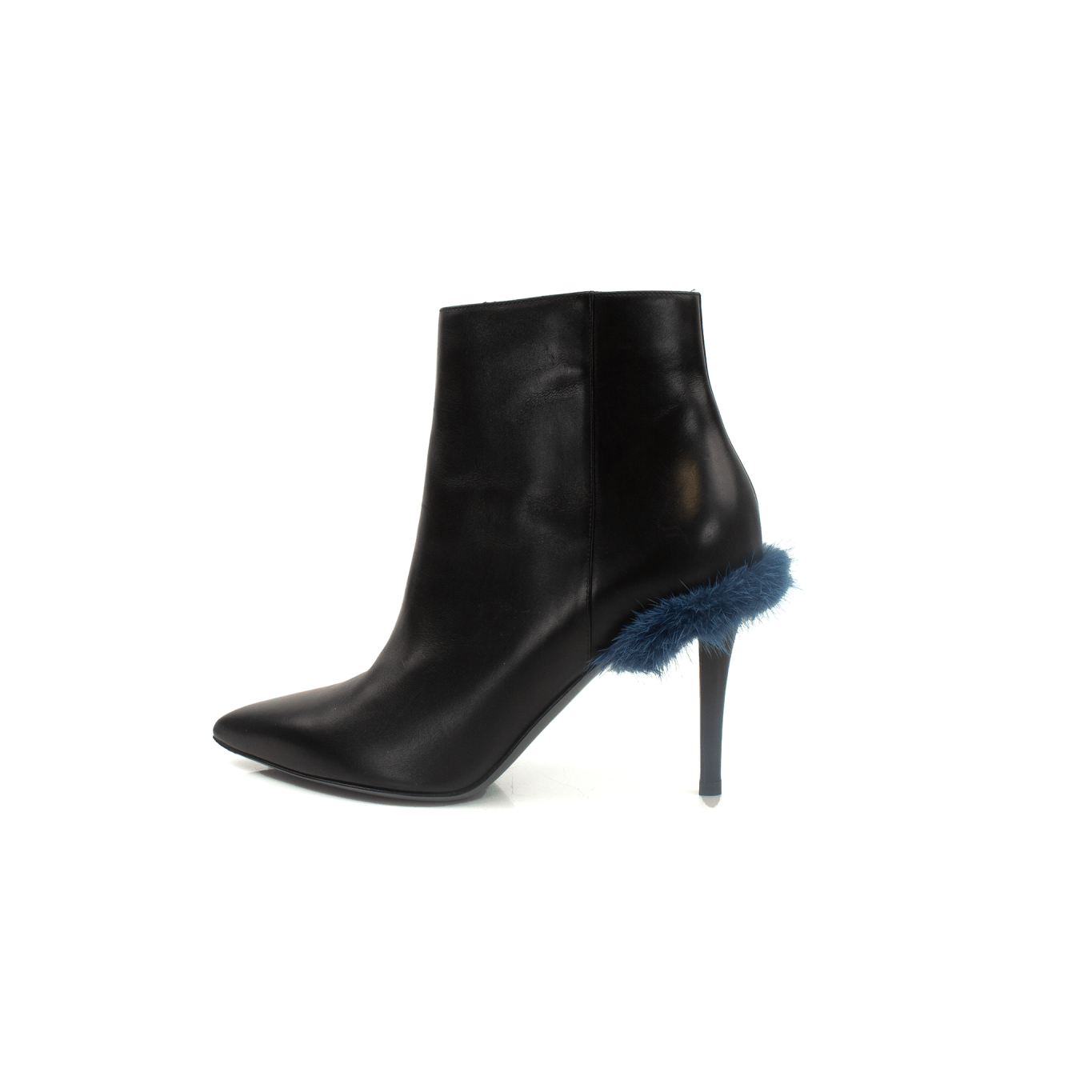 Black leather ankle boots from Fendi, showcased by Gold & Beyond, featuring sleek design and stylish ankle-length cut.