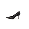Christian Dior D-Moi high heels with sleek design and pointed toe, showcasing elegant black leather footwear.