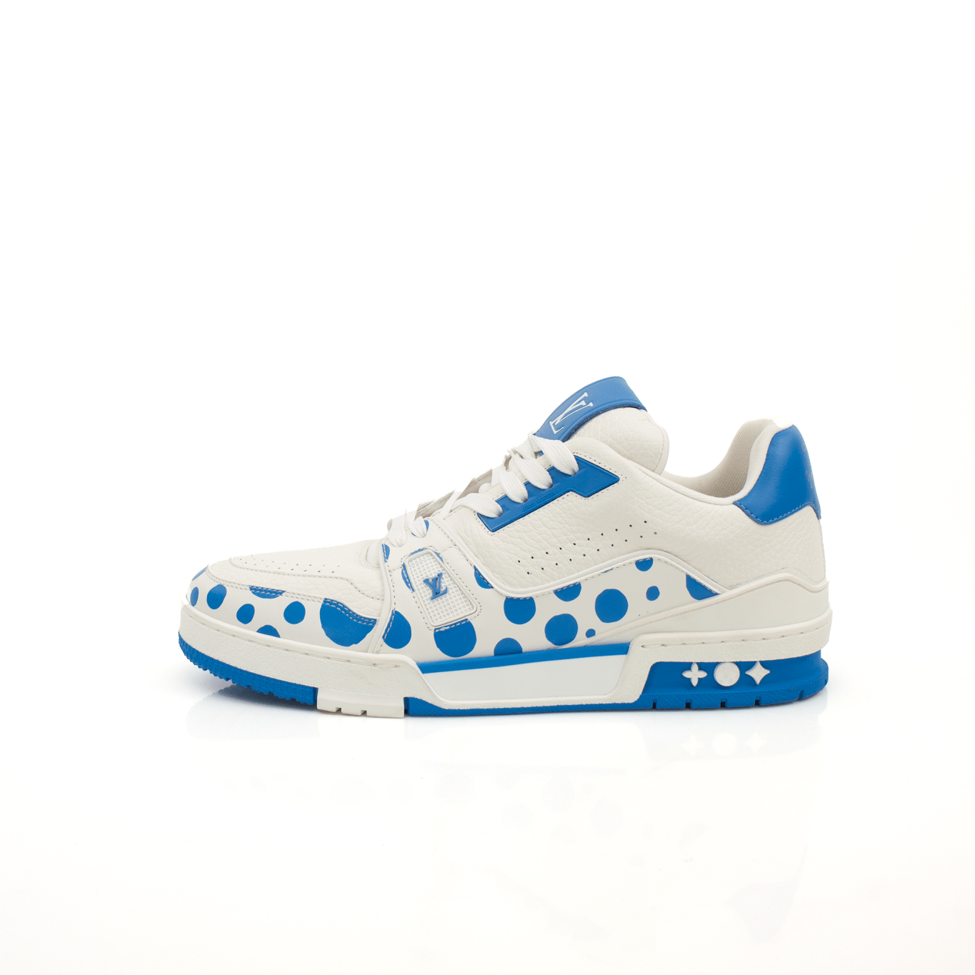 Louis Vuitton x Yayoi Kusama trainers by Gold & Beyond, stylish shoes with vibrant polka dot design and luxury branding.