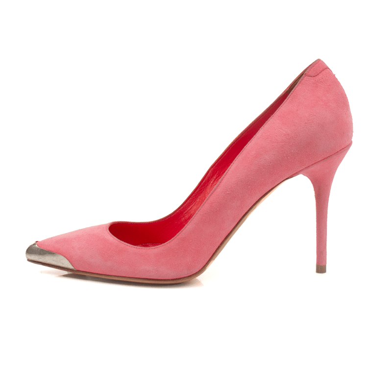 Gold & Beyond McQueen suede heels featuring a sleek design with pointed toes and stiletto heels for elegant style.