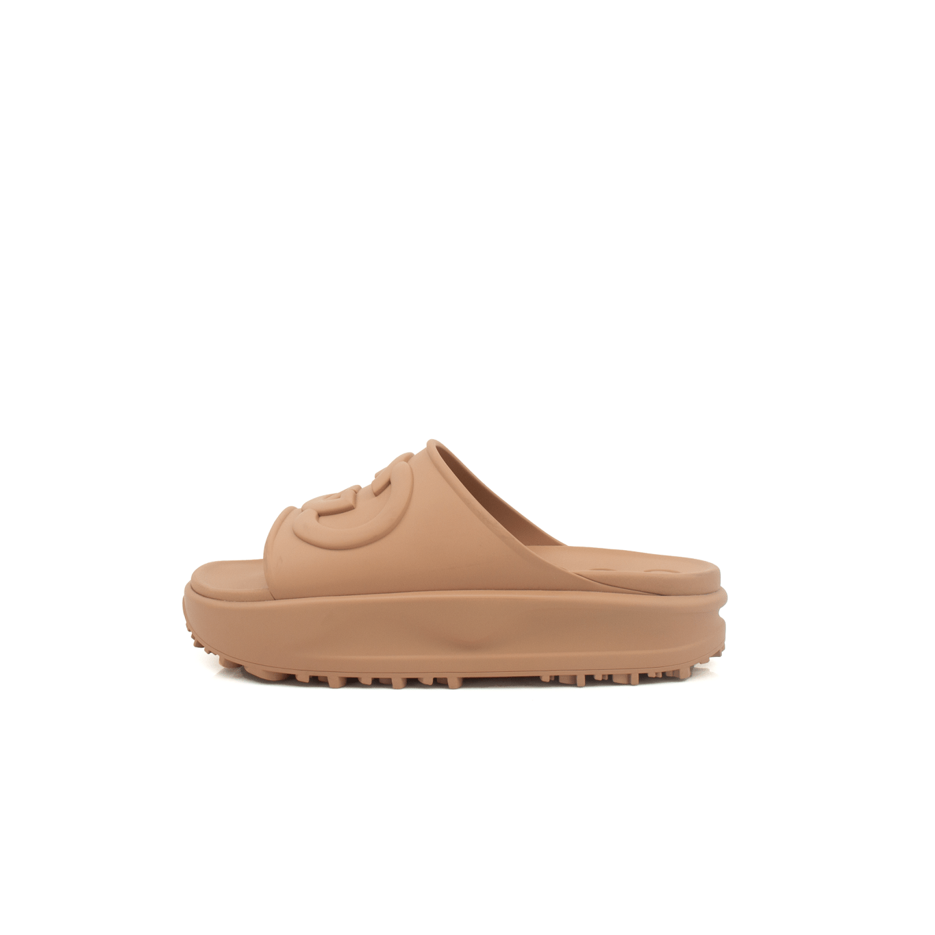 Gold & Beyond Gucci platform slides shoes with chunky soles and stylish design, perfect for casual summer wear.