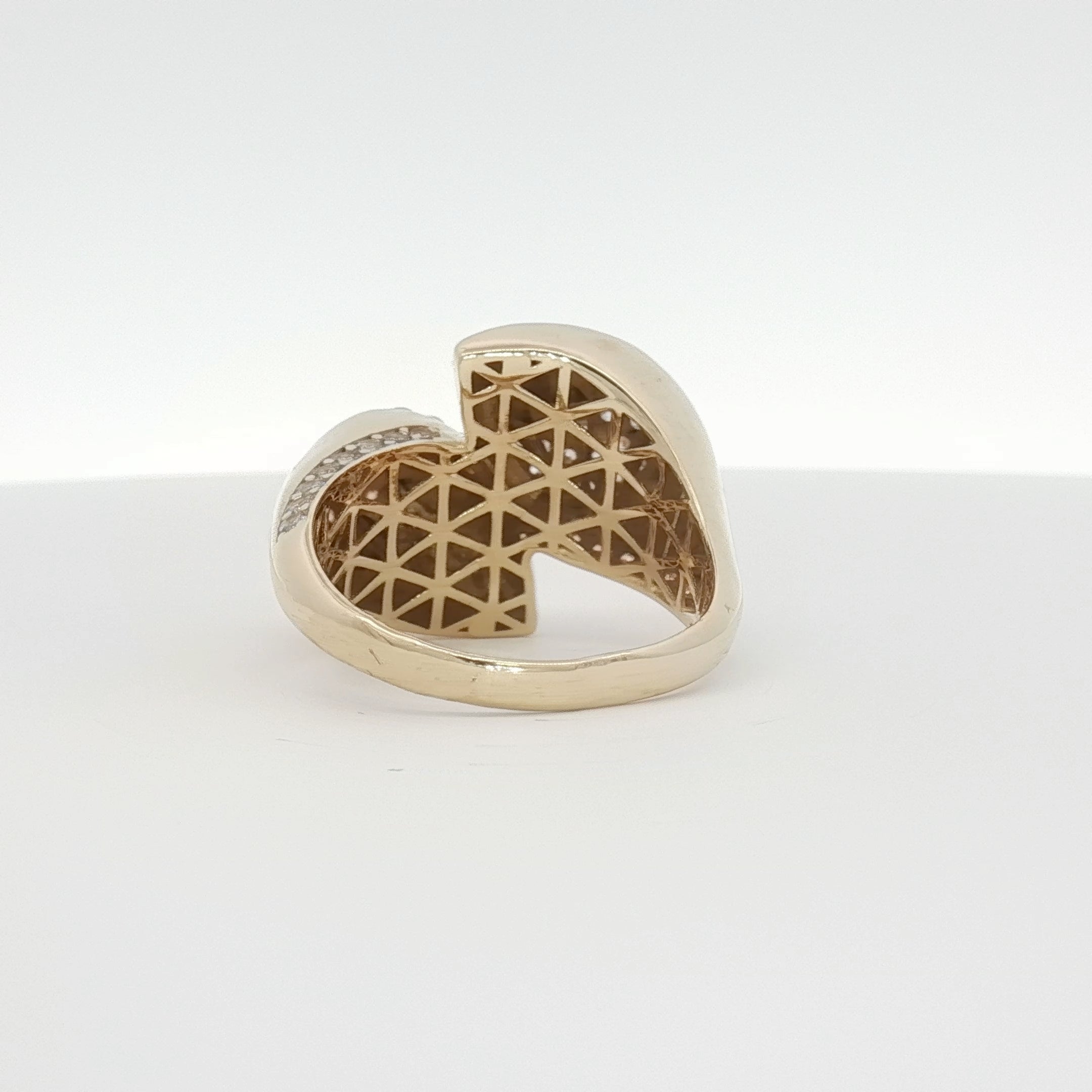 14K yellow gold free-form flower bulb ring with intricate floral design, crafted by Gold & Beyond jewelry brand.