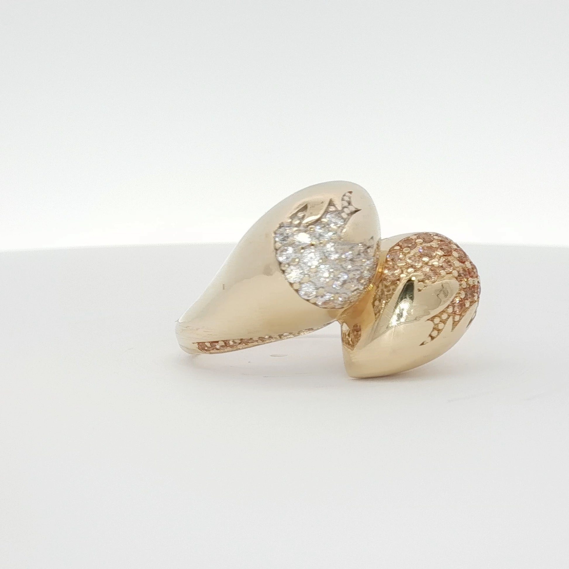 14K yellow gold free-form flower bulb ring with organic floral design, crafted by Gold & Beyond.