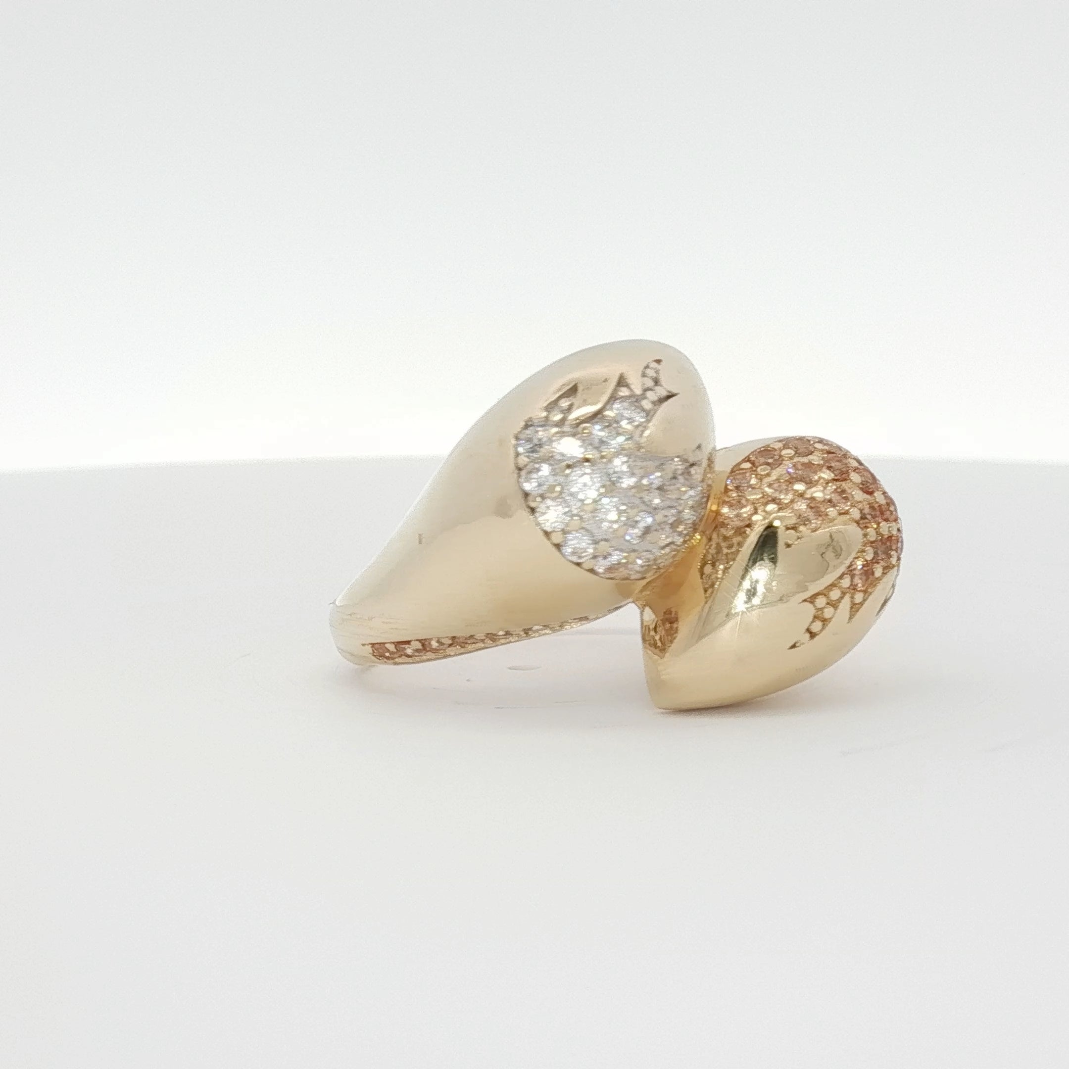 14K yellow gold free-form flower bulb ring with organic floral design, crafted by Gold & Beyond.