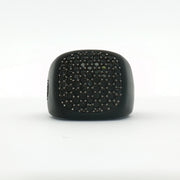 Black diamond signet ring from David Yurman jewelry collection, featuring a sleek design and polished finish.