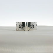 Gucci x Adidas logo band ring in gold-tone jewelry with interlocking brand logos, stylish and modern accessory.