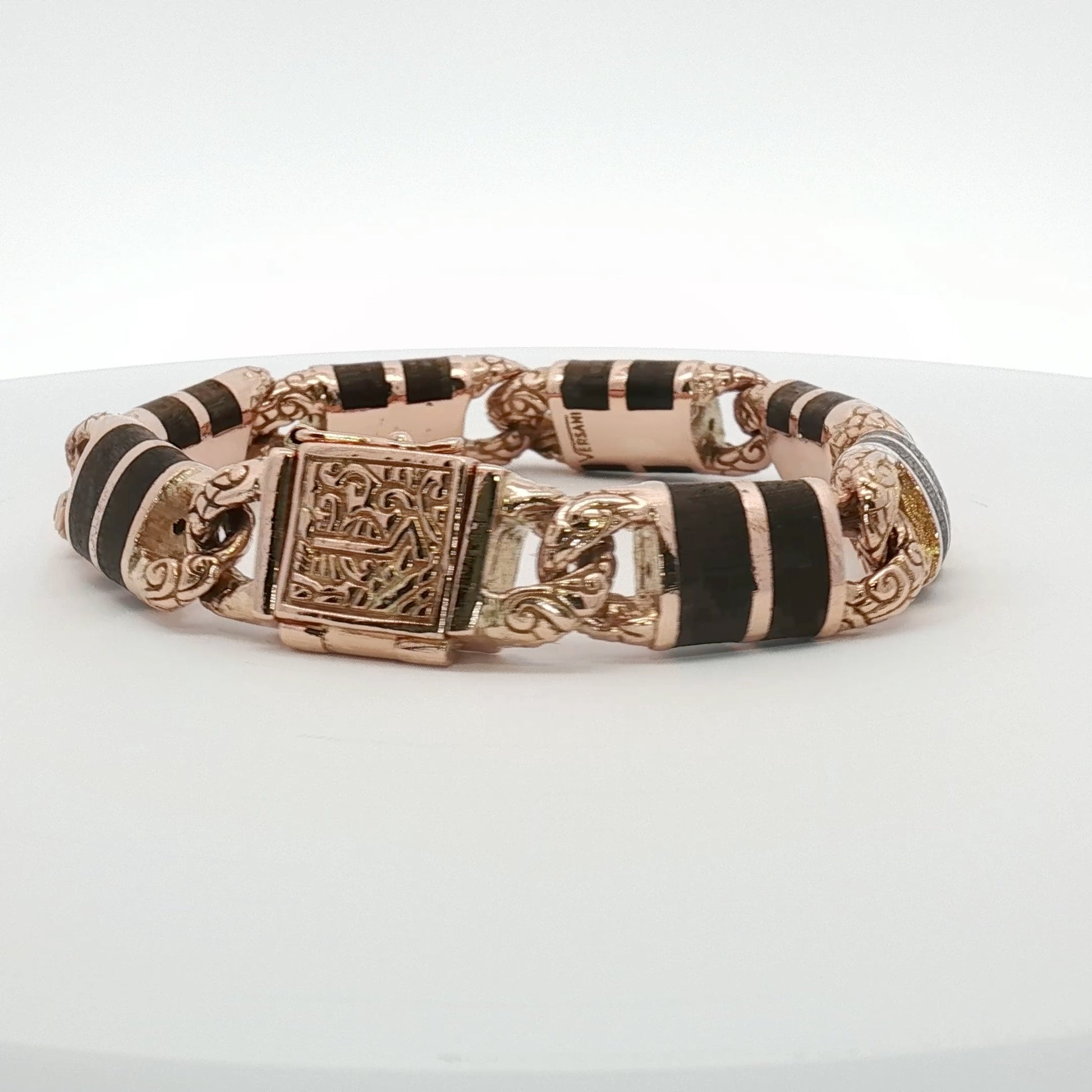 14K two-tone gold Versani bracelet with intricate link design, showcasing elegant jewelry craftsmanship by Gold & Beyond.