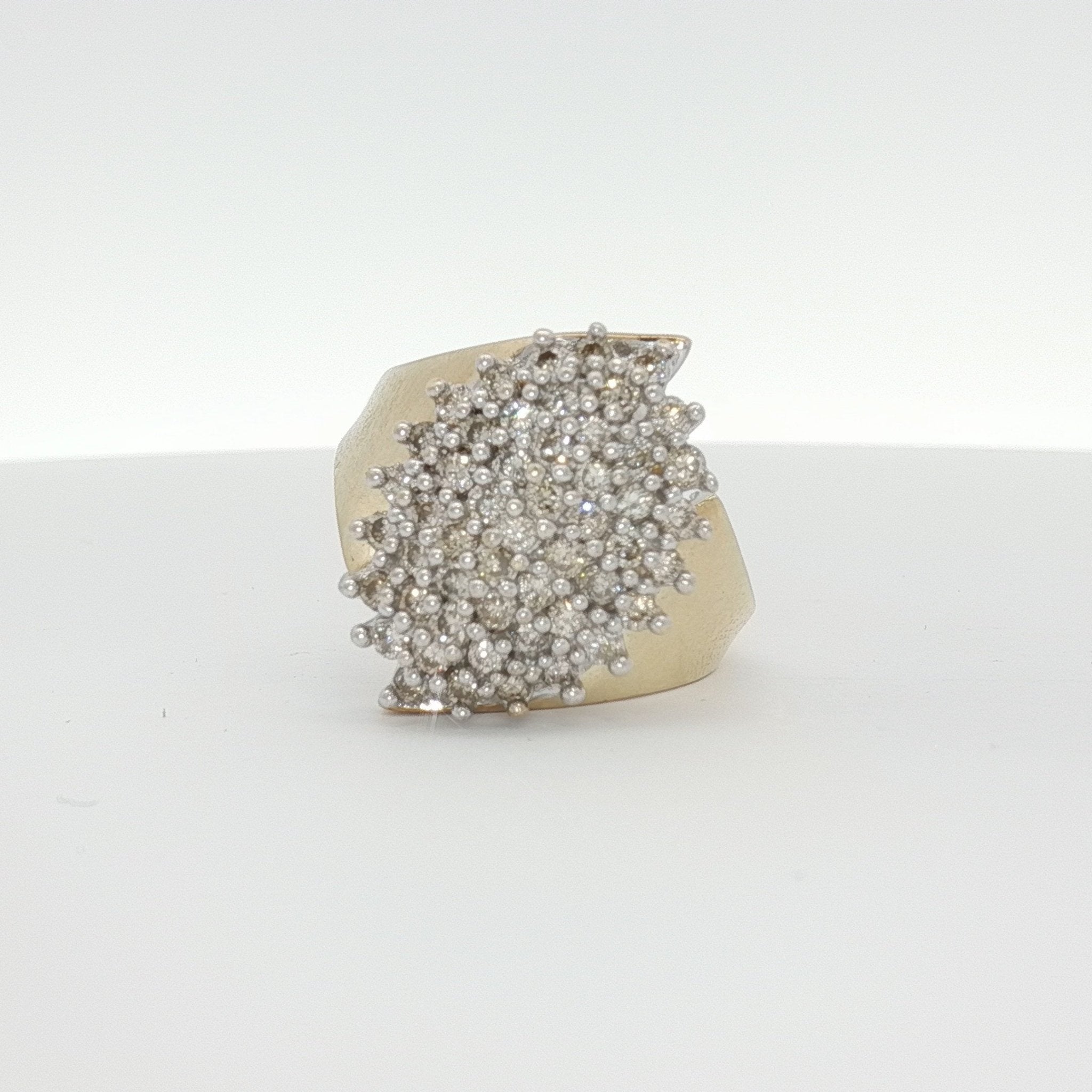 14K yellow gold diamond cluster ring featuring a sparkling design, crafted by Gold & Beyond in fine jewelry style.