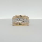 14K gold two-tone ring with mixed metal design, featuring polished and matte finishes, from Gold & Beyond jewelry collection.