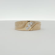 14K yellow gold diamond band ring with sparkling diamonds, showcasing elegant jewelry craftsmanship by Gold & Beyond.