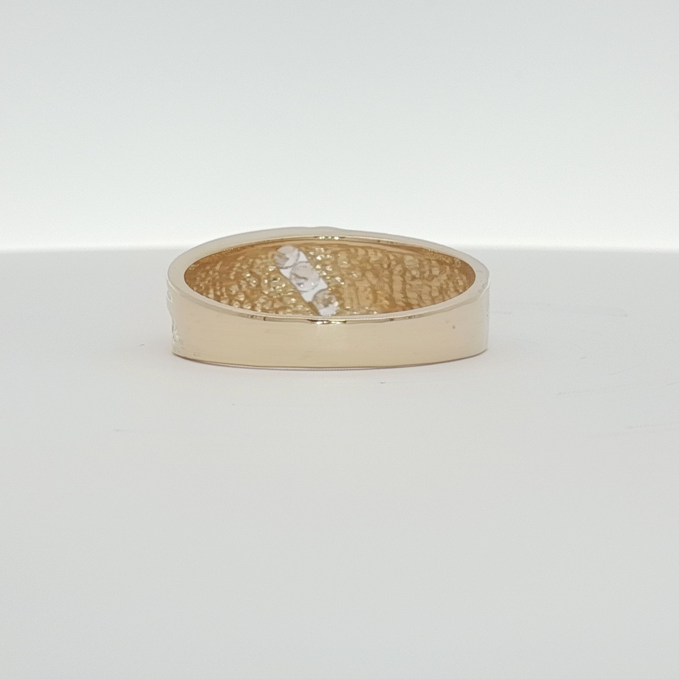 14K yellow gold diamond band ring featuring sparkling diamonds, elegant jewelry piece by Gold & Beyond.