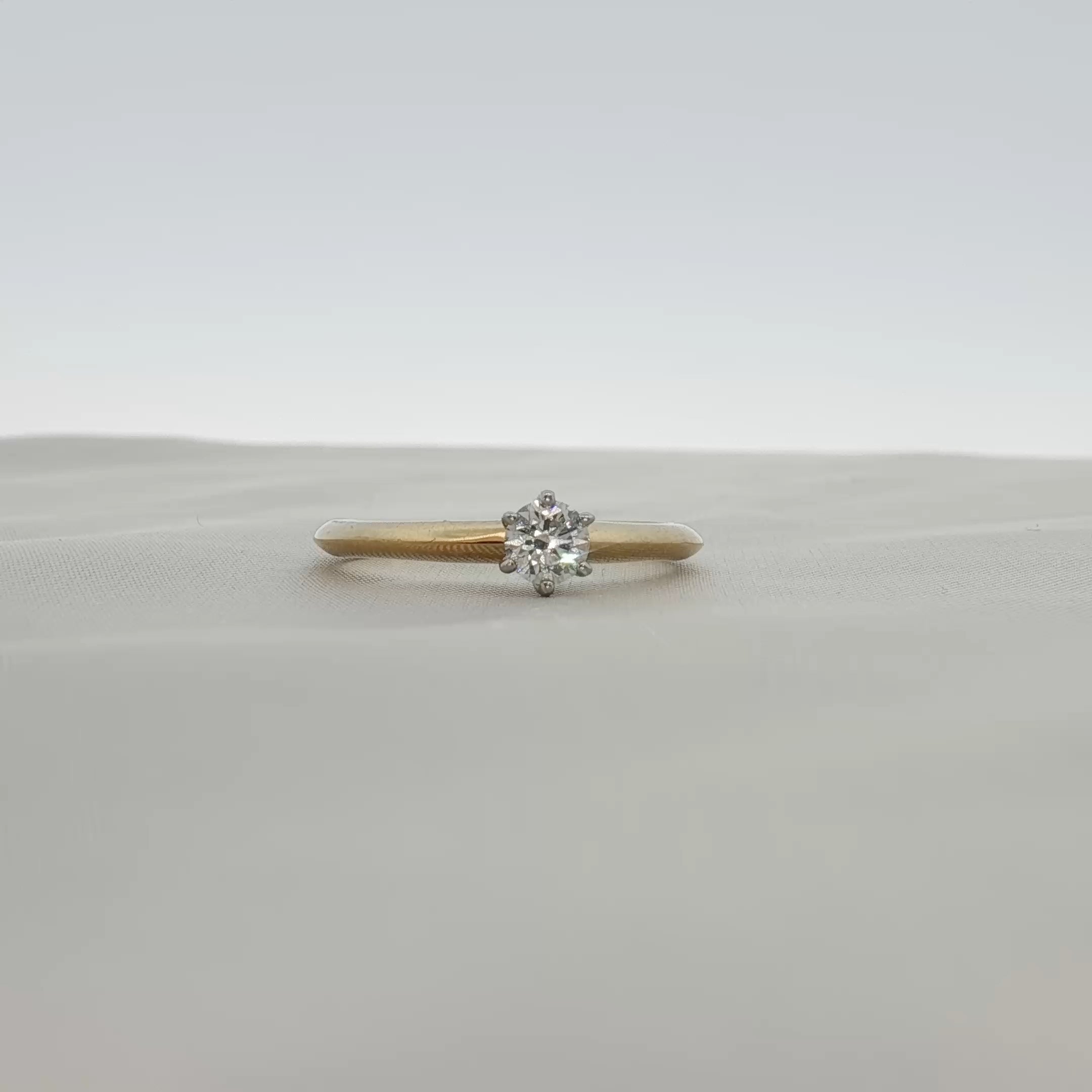 Gold & Beyond Tiffany & Co. classic solitaire diamond ring showcasing a single sparkling diamond on a sleek band