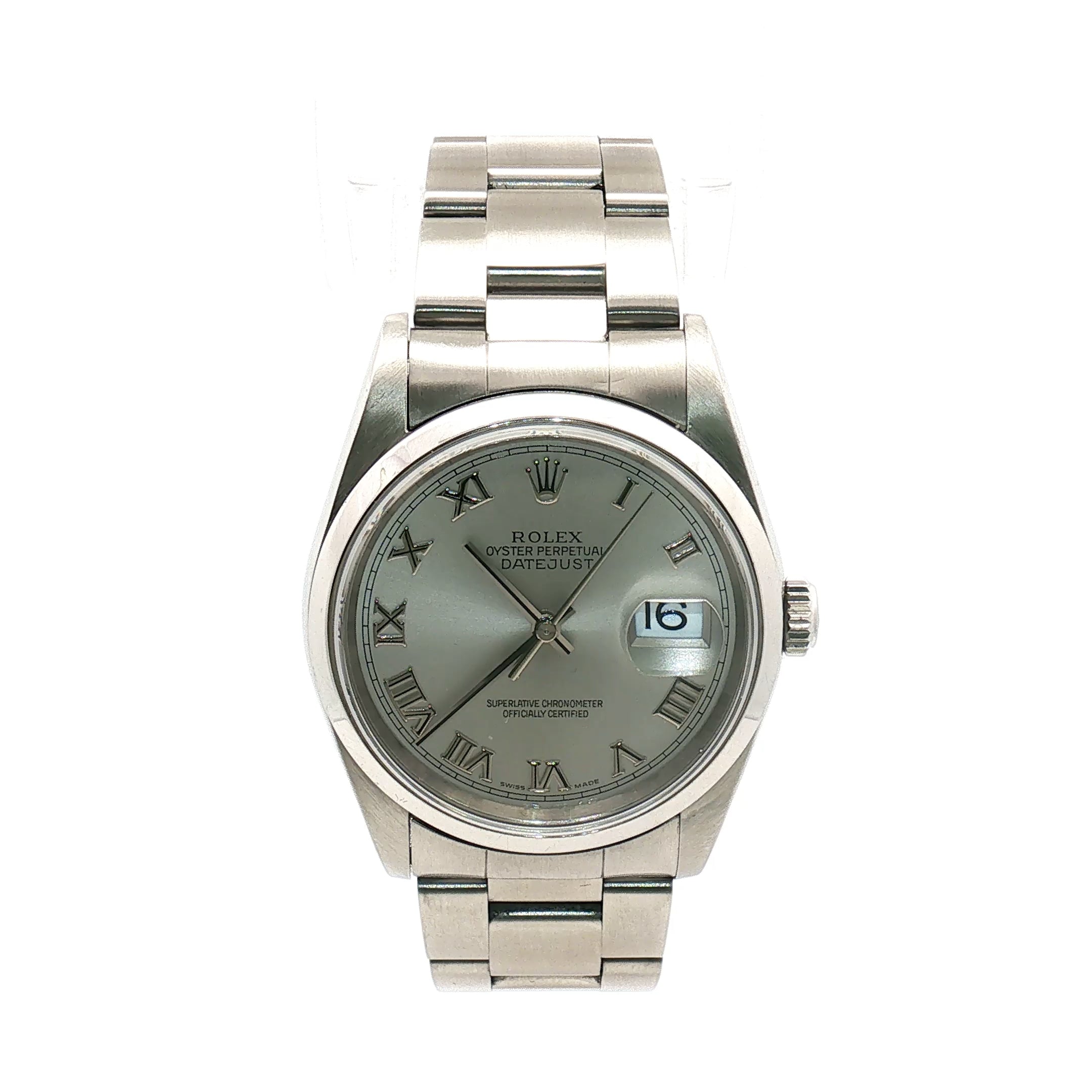 Rolex Datejust Silver Roman Dial Stainless Steel 36mm