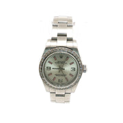 Rolex Oyster Perpetual Silver Pink Dial Diamond Bezel 26mm