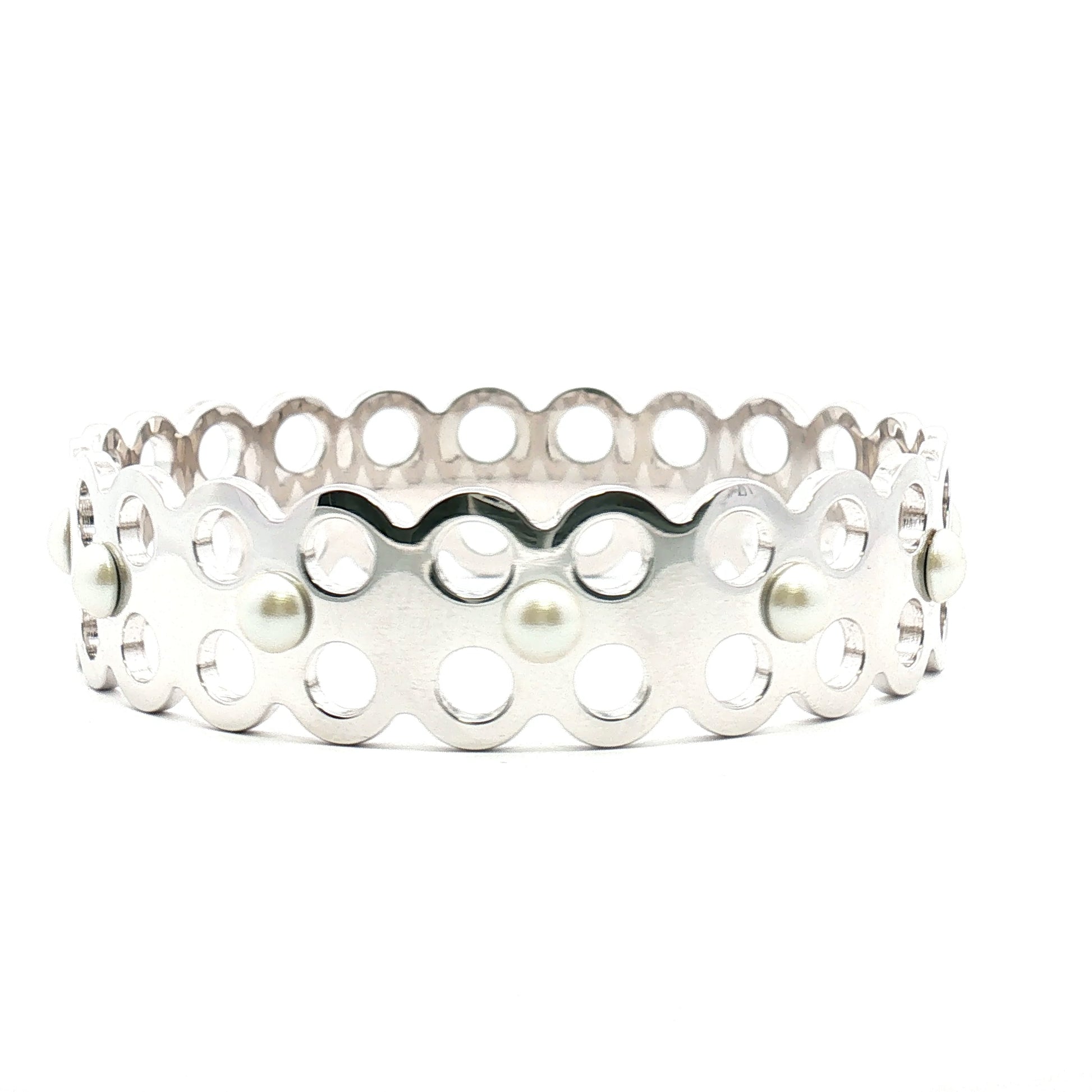 Louis Vuitton Hide and Seek Faux Pearl Bracelet from Gold & Beyond, featuring elegant faux pearl beads and gold-tone jewelry design.