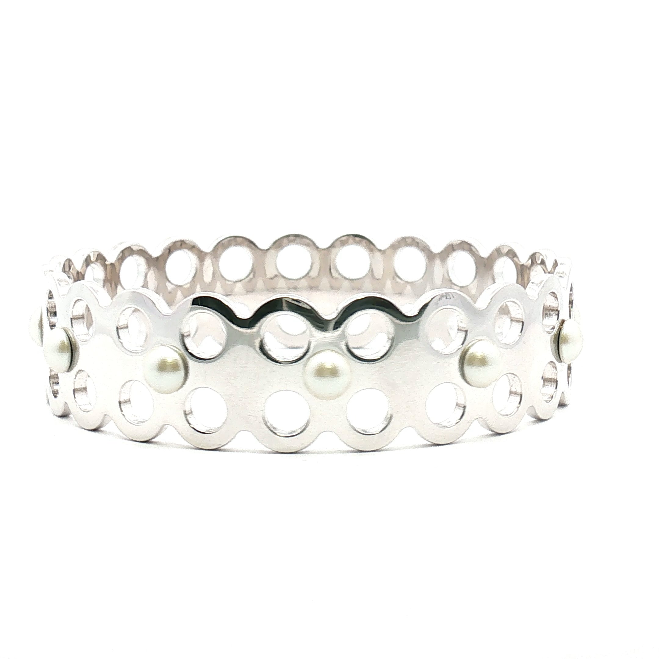 Louis Vuitton Hide and Seek Faux Pearl Bracelet from Gold & Beyond, featuring elegant faux pearl beads and gold-tone jewelry design.
