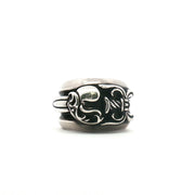 Gold & Beyond Chrome Hearts Hearts Dagger Ring, silver jewelry featuring a heart and dagger design, close-up shot showing intricate details.