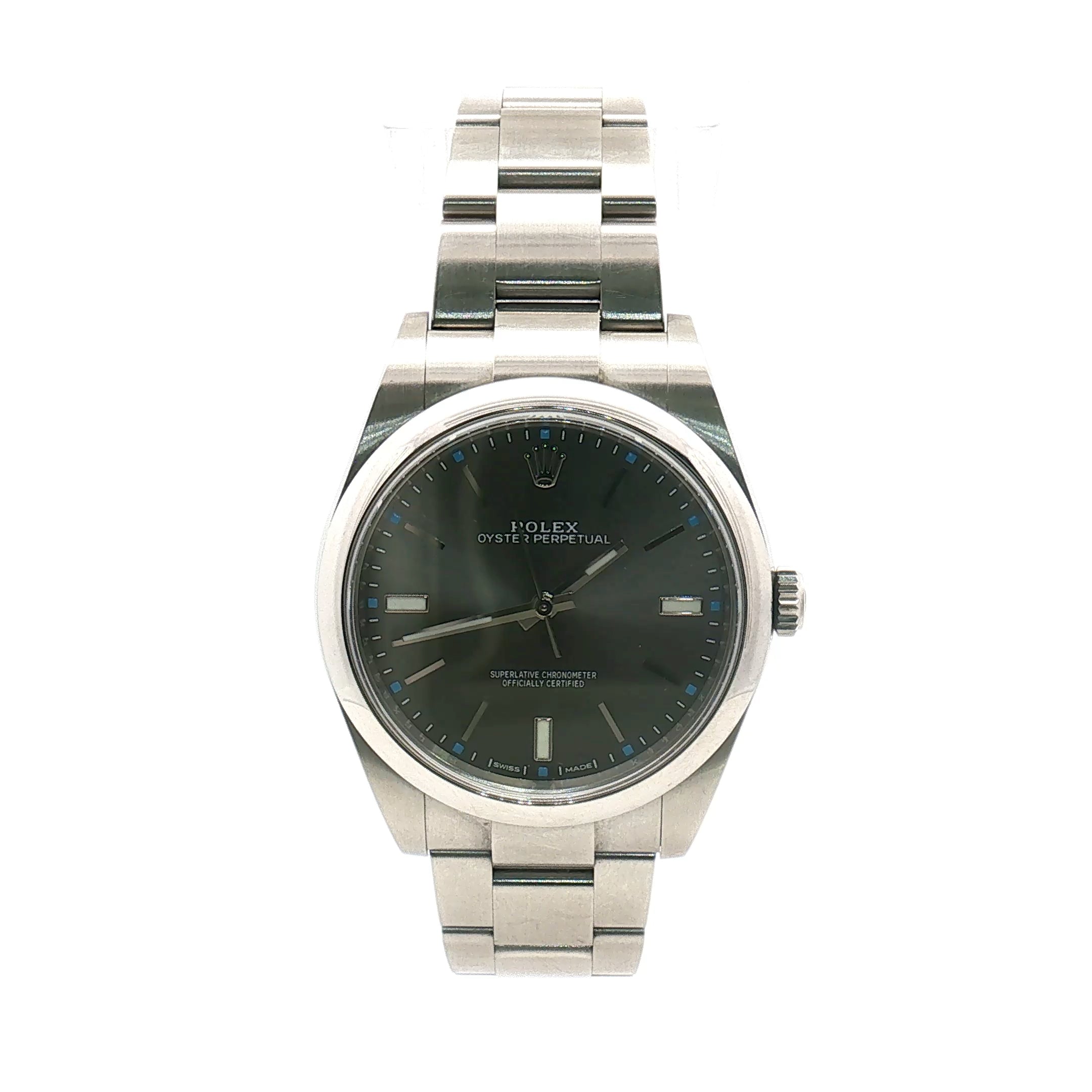 Rolex Oyster Perpetual Dark Rhodium Dial 39mm