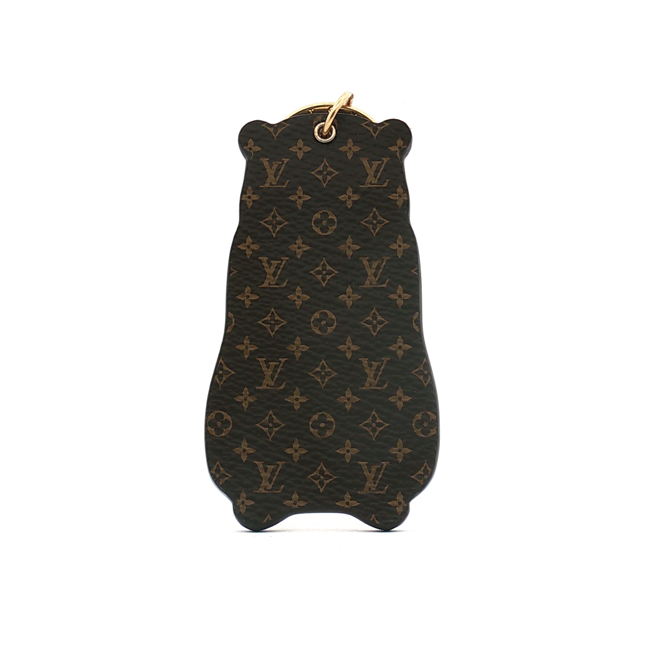 Louis Vuitton LV Marmotte bag charm and key holder with gold accents, designed as a stylish accessories piece.