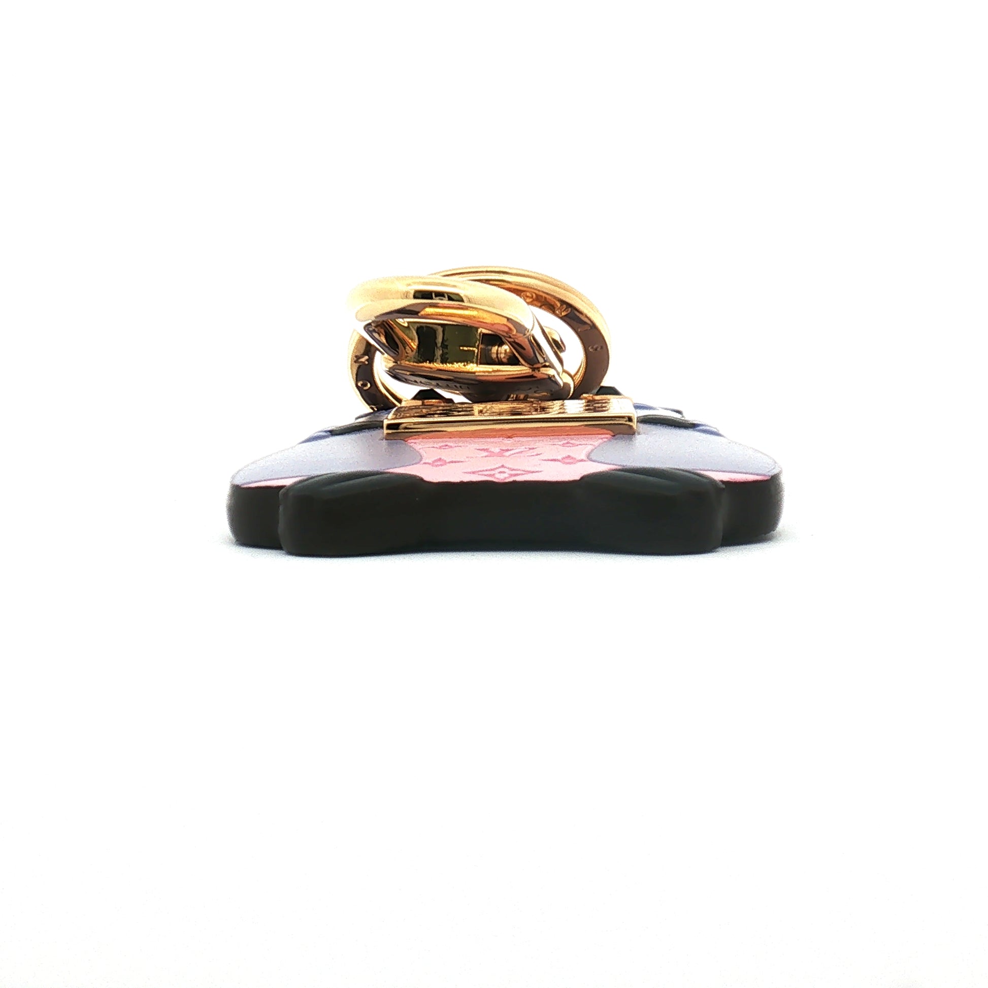 Louis Vuitton LV Marmotte Bag Charm and Key Holder accessory with gold-tone hardware and branded logo detail.