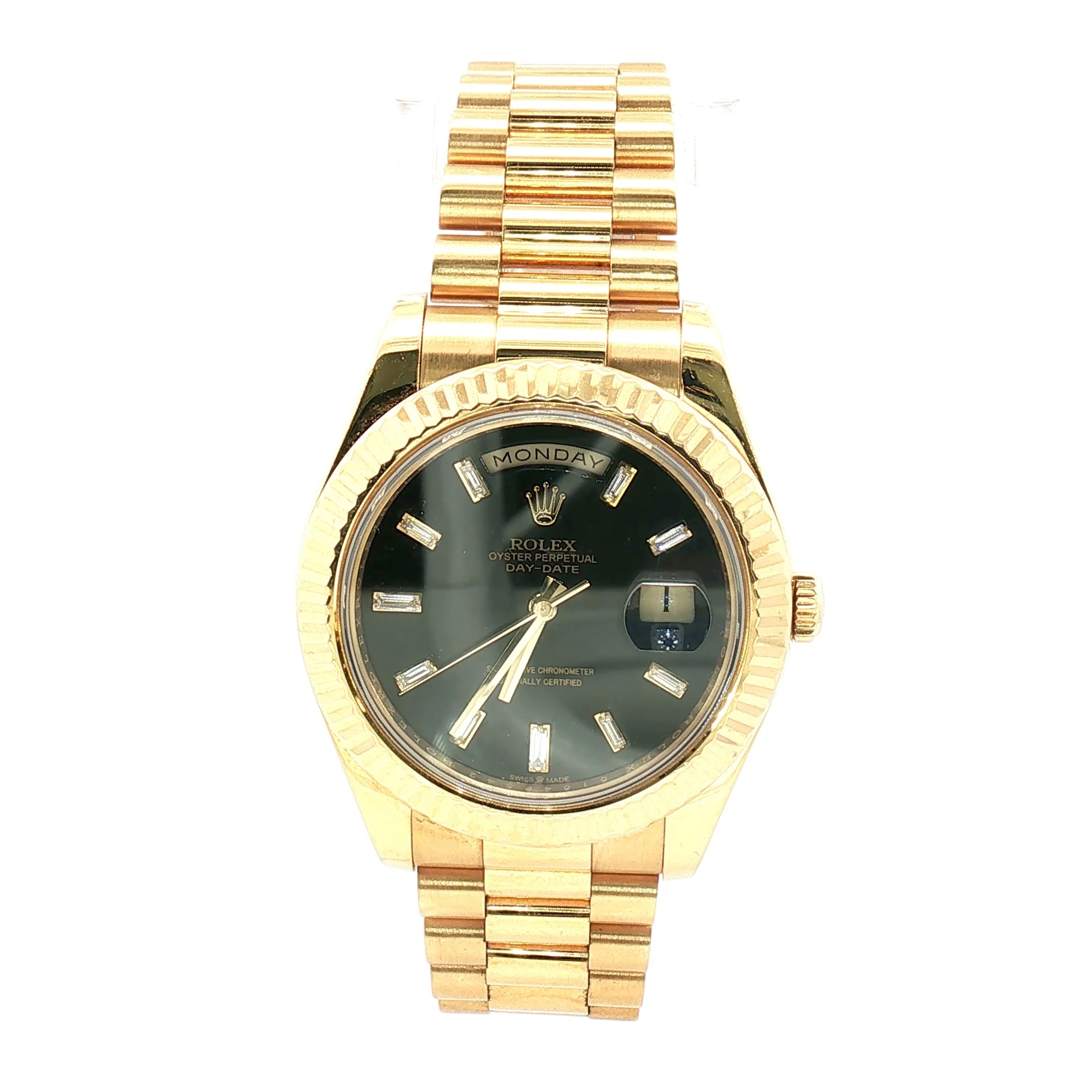 Rolex Day-Date II 41mm Black Diamond Dial 18k Yellow Gold