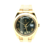 Rolex Day-Date Yellow Gold Black Roman Dial 41mm