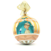 Bvlgari x Rosenthal porcelain Christmas ball ornament with intricate gold detailing, decorative holiday accessories.