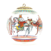 Versace x Rosenthal Cortège de Noël glass Christmas ball ornament with intricate design, festive holiday accessory.