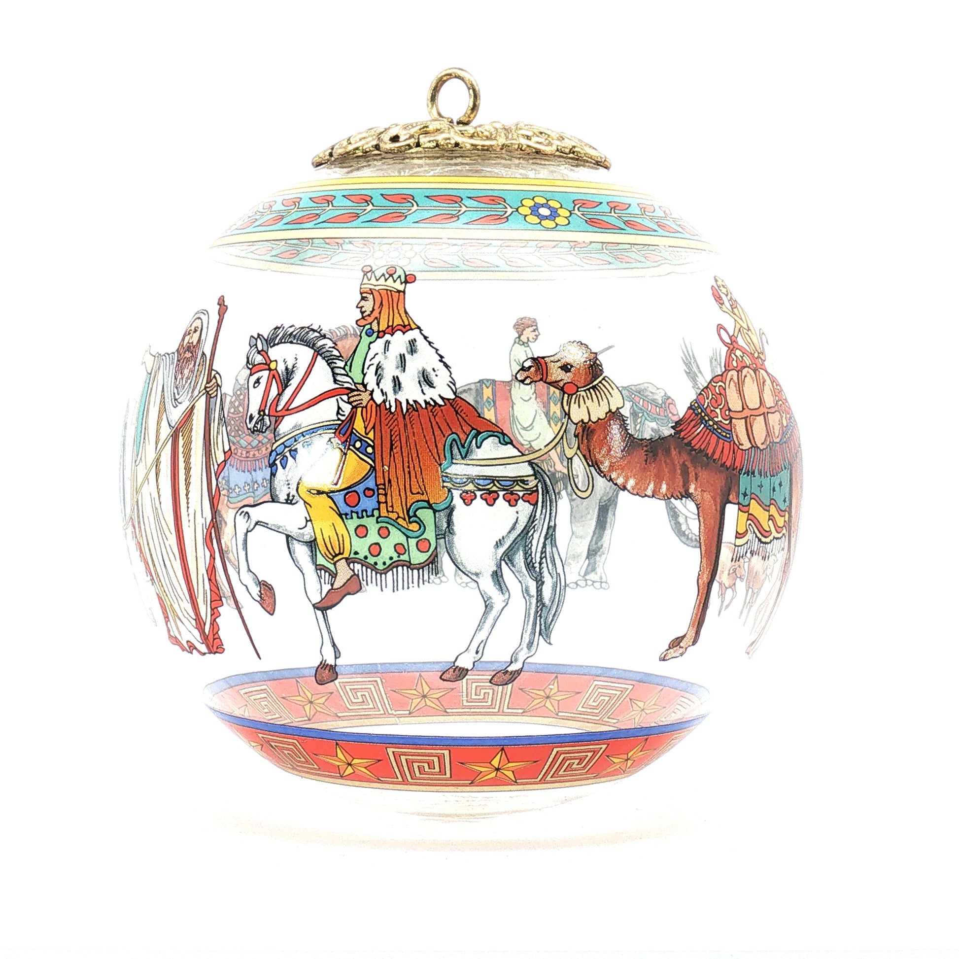 Versace x Rosenthal Cortège de Noël glass Christmas ball ornament with intricate design, festive holiday accessory.
