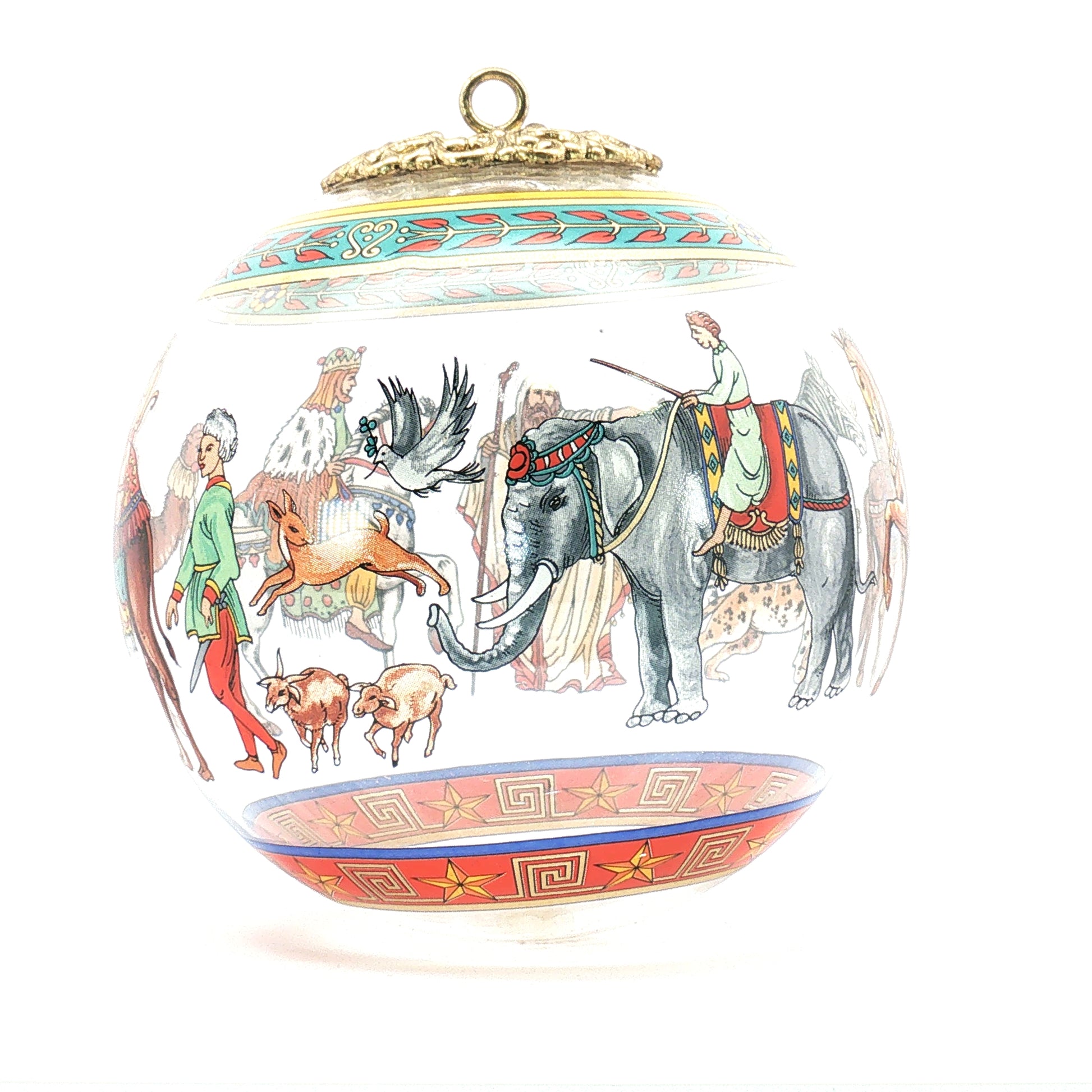 Versace x Rosenthal Cortège de Noël glass Christmas ball ornament with intricate design, accessory for holiday décor.
